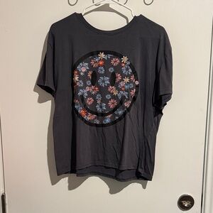 Floral Smiley Face Graphic T-Shirt